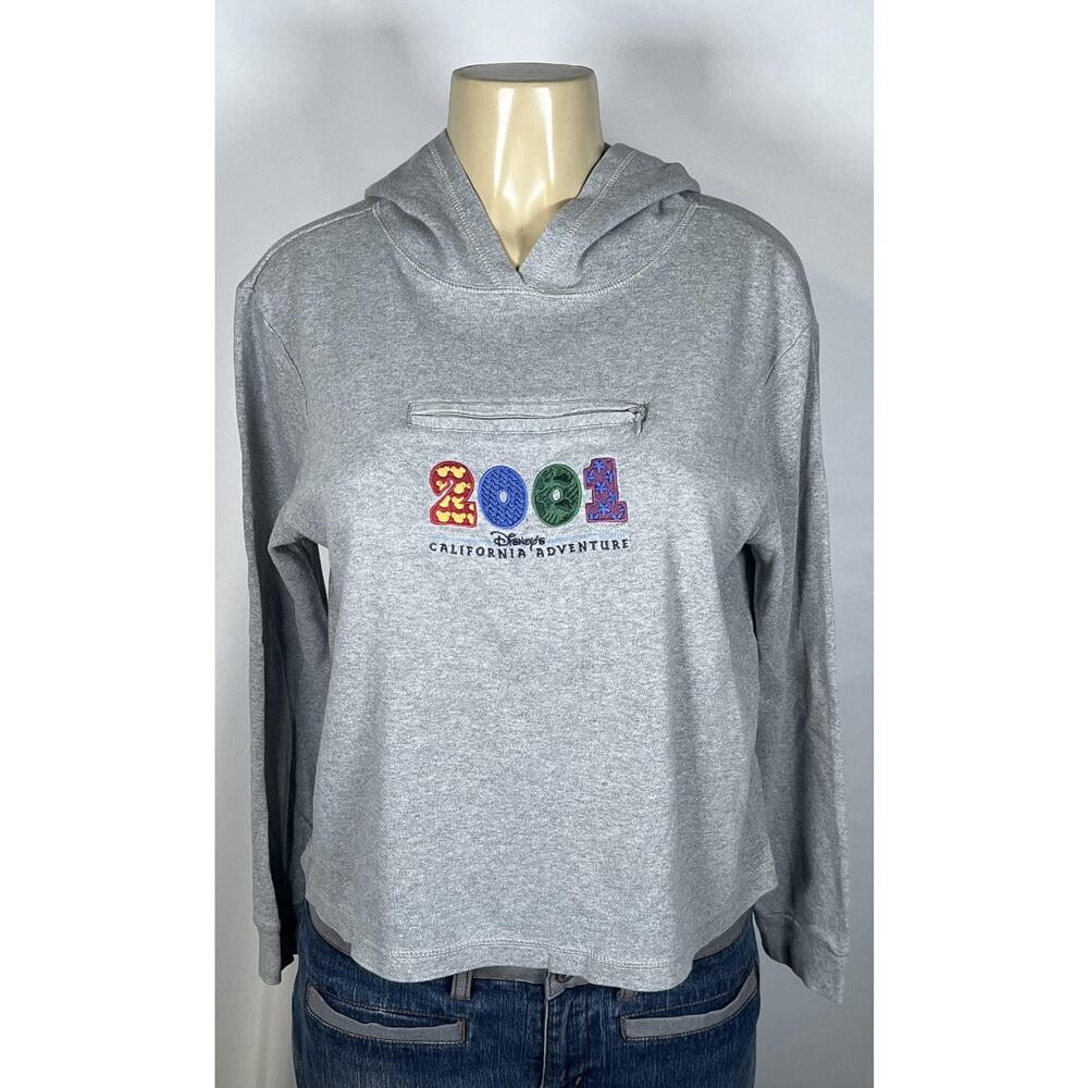 Vintage Disney‎ Hoodie Womens Medium Large Gray 2001 California Adventure Y2K